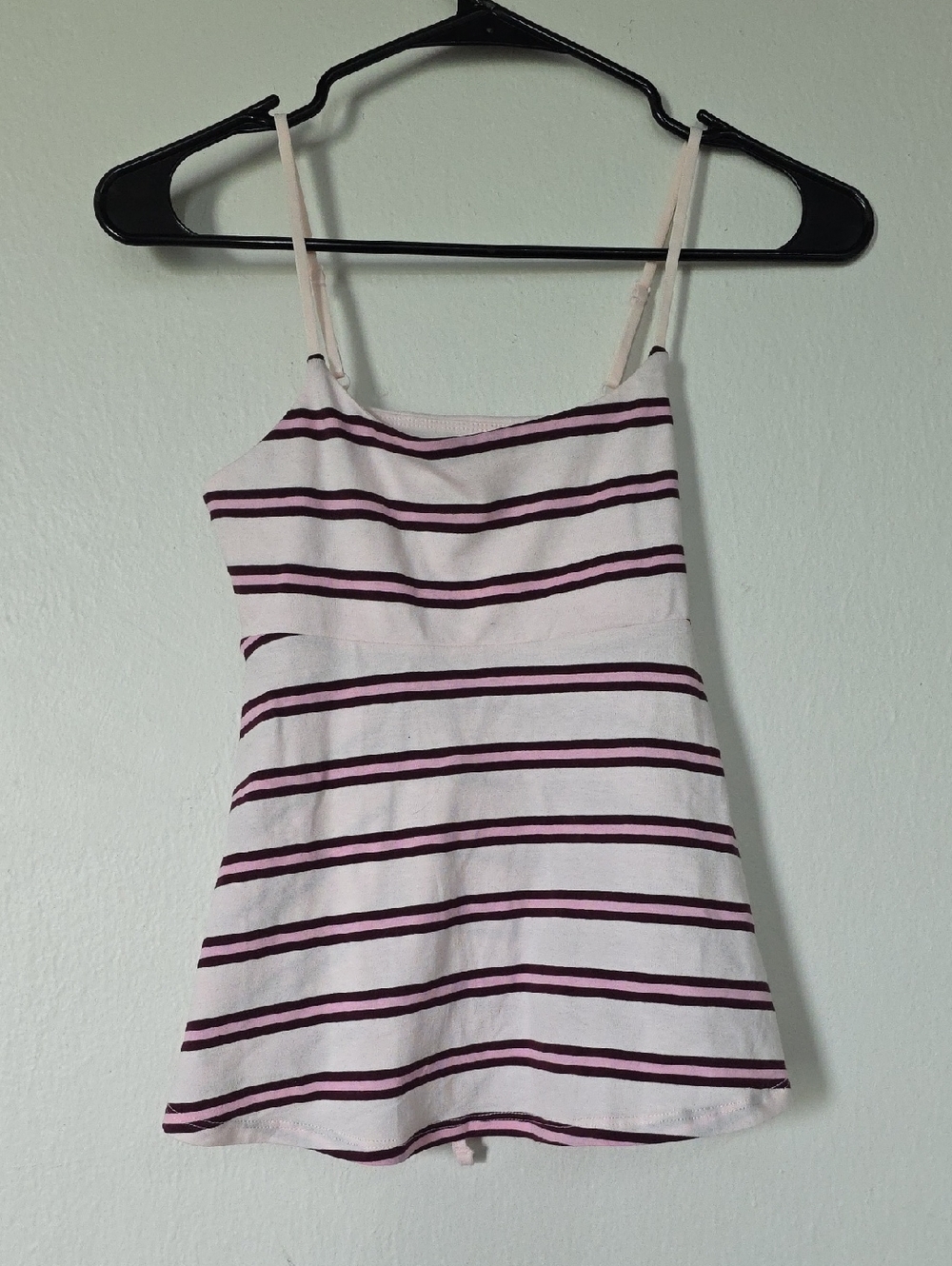 Striped Spaghetti Strap Tank Top in Light Pink and Dark Purple